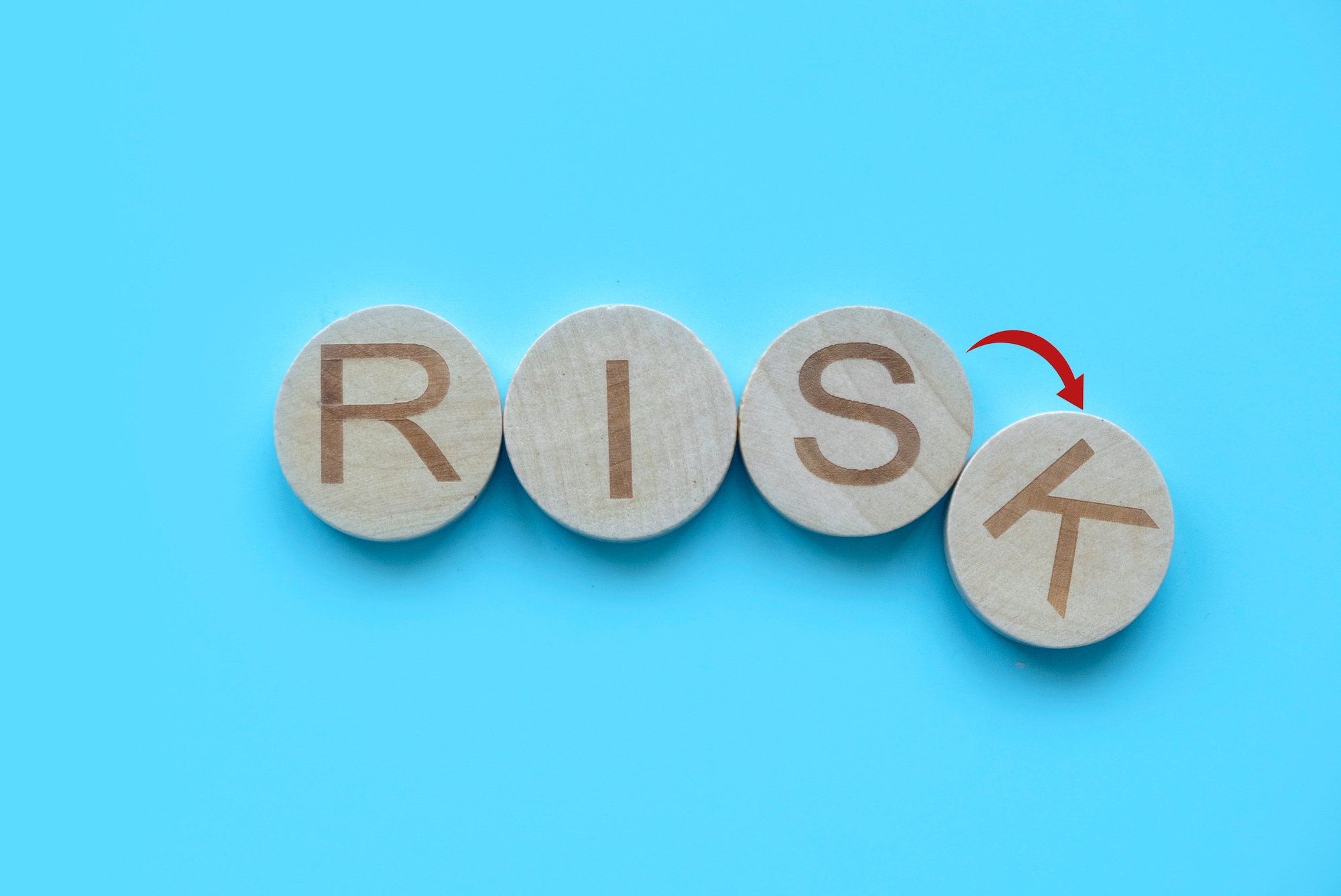 Risk concept. Wooden alphabet of word risk.