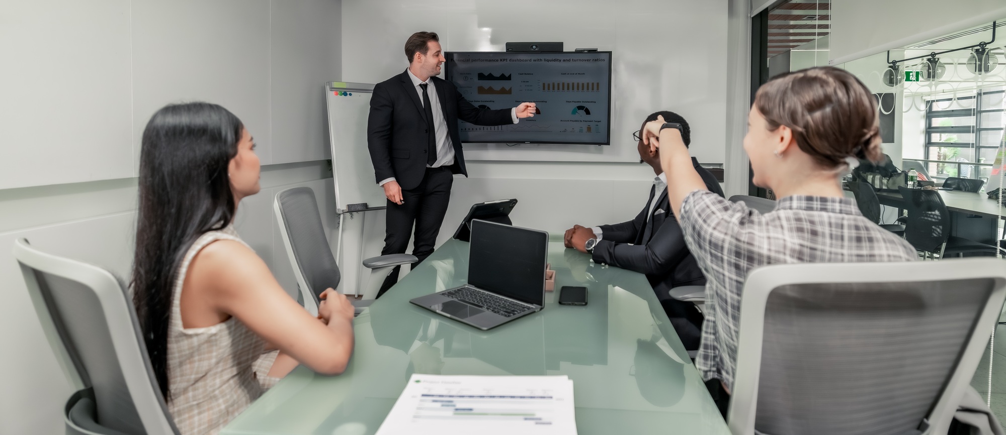 Advisor discusses financial reports, predicts risks, ensures resources are allocated adequacy.
