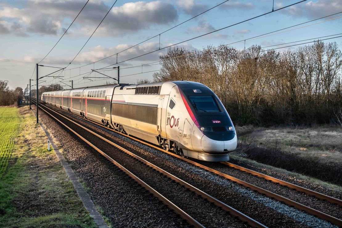 French high-speed train the TGV Duplex, built in the 1990s, has a maximum speed of 186 miles per hour.