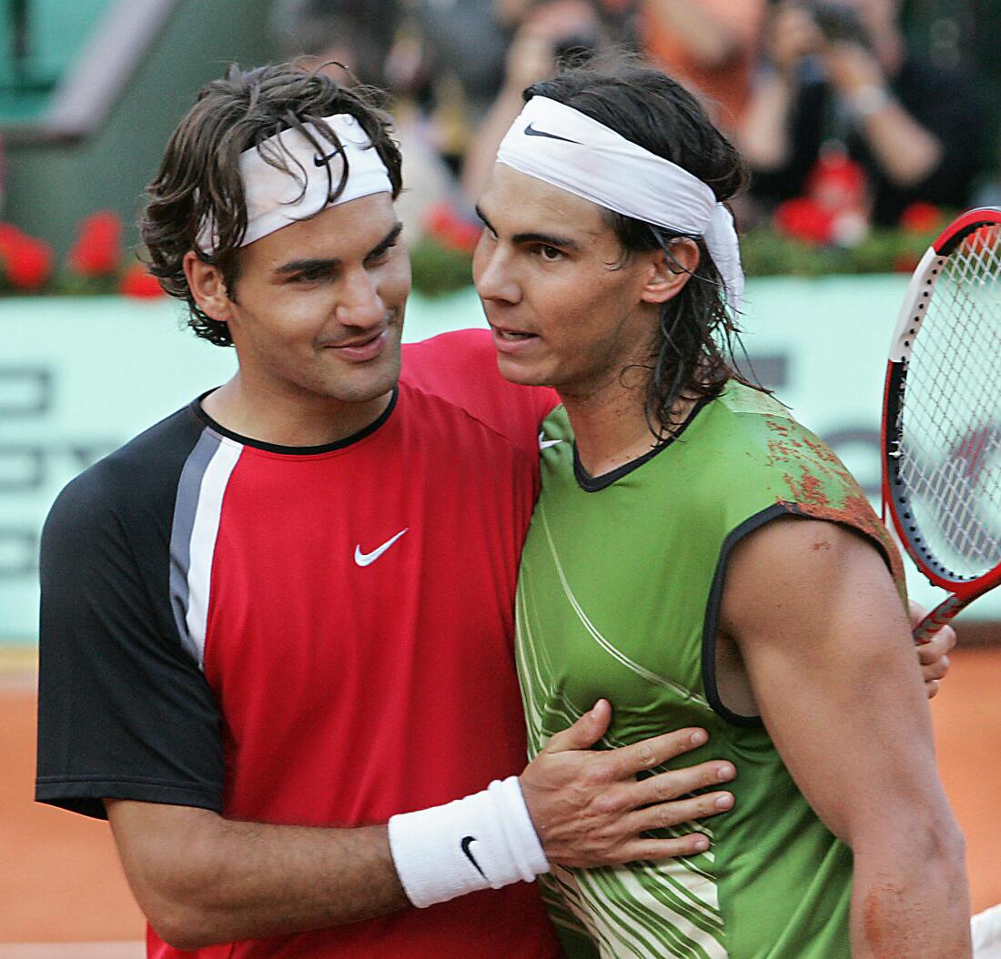 At the 2005 French Open, Roger Federer congratulated Rafael Nadal after their semifinal.