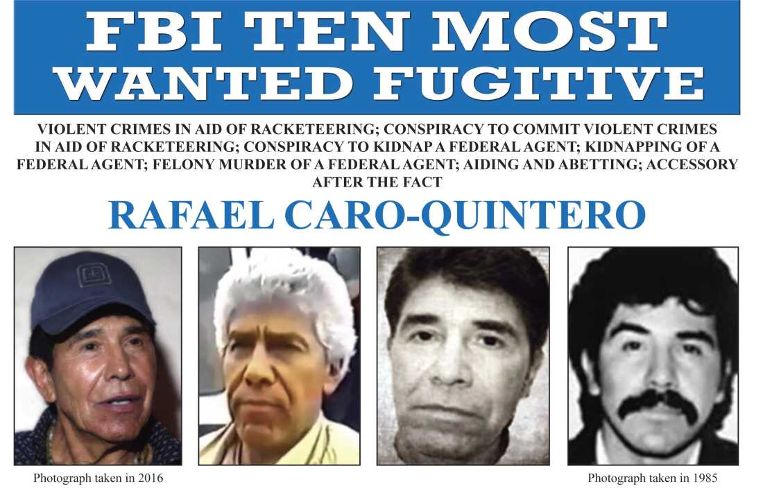 In this image released by the FBI shows the wanted posted for Rafael Caro Quintero.
