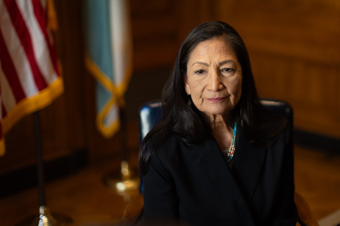 Interior Secretary Deb Haaland during an interview inside the Department of the Interior headquarters in Washington, D.C., in October.