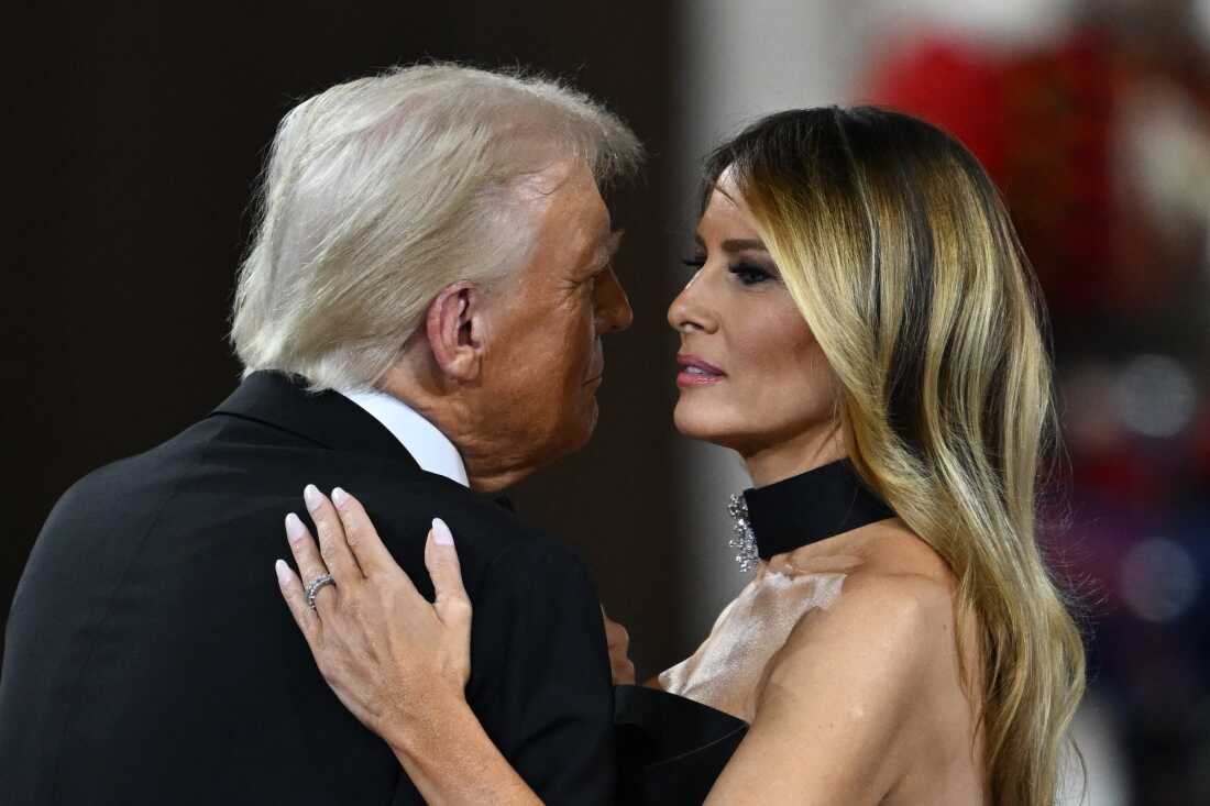 President Trump and First Lady Melania Trump dance to The Battle Hymn of the Republic during the Commander-In-Chief inaugural ball at the Walter E. Washington Convention Center on Monday.