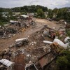 Debris seen in the aftermath of Hurricane Helene on September 30, in Asheville, N.C.