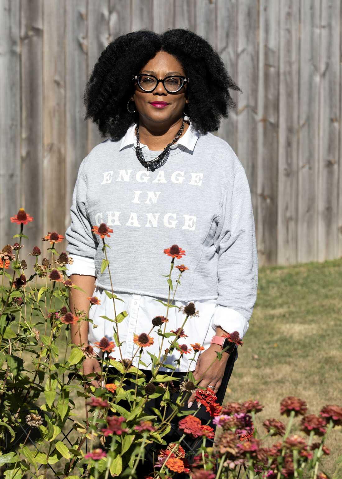 Venita Doggett in her backyard garden in Memphis, Tenn., on Nov. 26.
