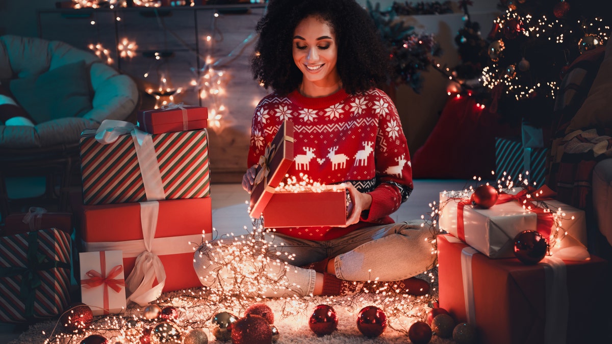 Woman with Christmas gifts